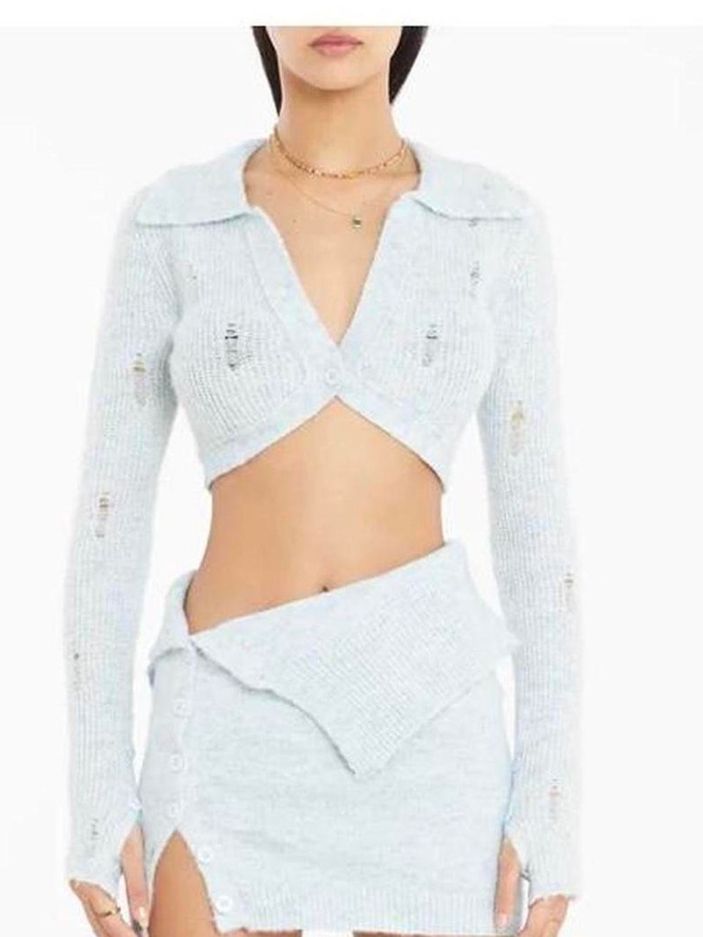 Ruve shop Light Blue Cropped top and skirt set